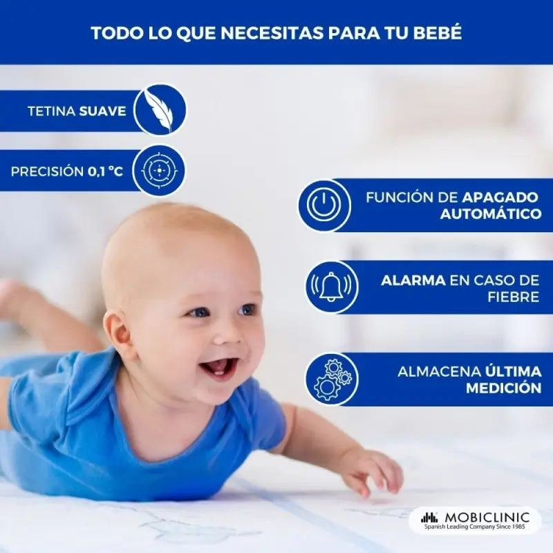 Thermomètre digital Mobiclinic en forme de sucette - Enfants - Pointe ronde - Sucette souple - Affichage LCD