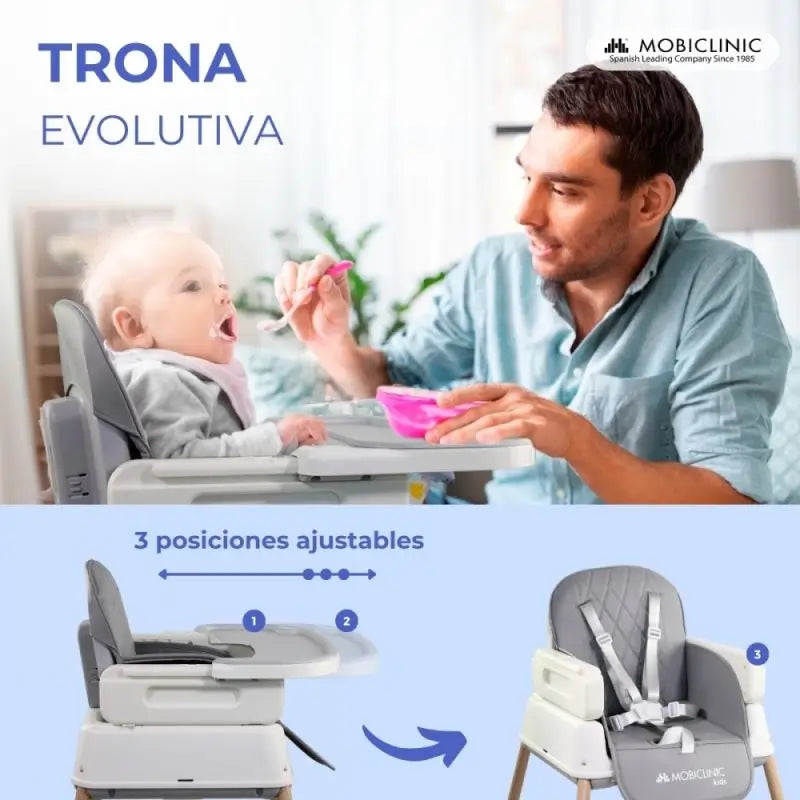 Mobiclinic Chaise Haute Kiara Evolutionary 3 In 1 Grey