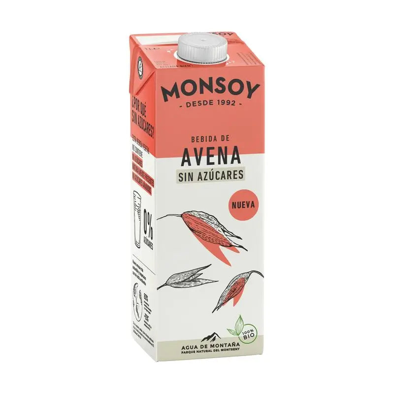 Monsoy Boisson végétale aux flocons d'avoine 0% sucre 1Lt 6Pcs Bio