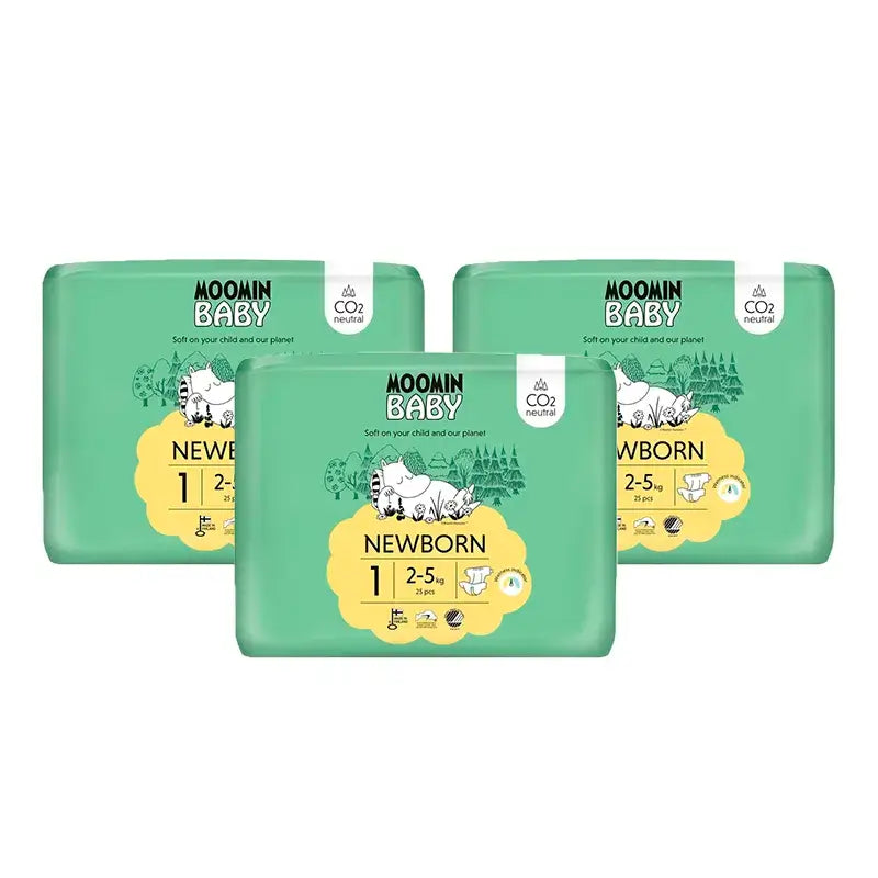 Couches pour bébés Moomin Taille 1, 3 x 25 unités