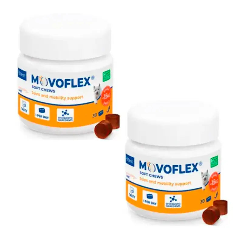 Movoflex Chondroprotecteur Petits Chiens Jusqu'à 15Kg, Pack 2 x 30 Comprimés