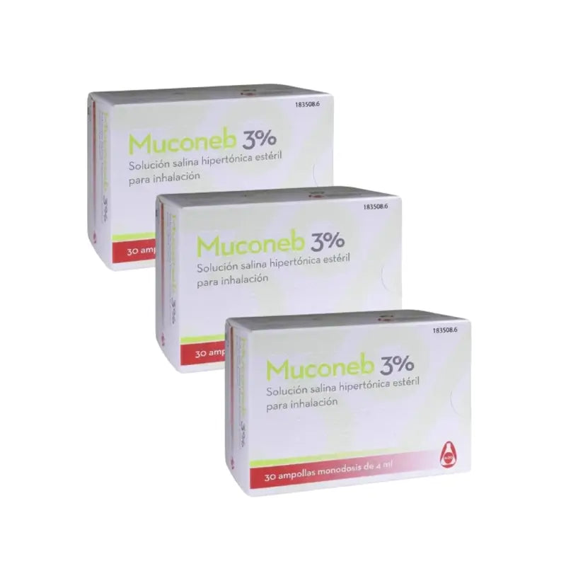 Muconeb 3% Saline Inhalation Solution 30 Ampoules X 4 Ml, Pack Of 3