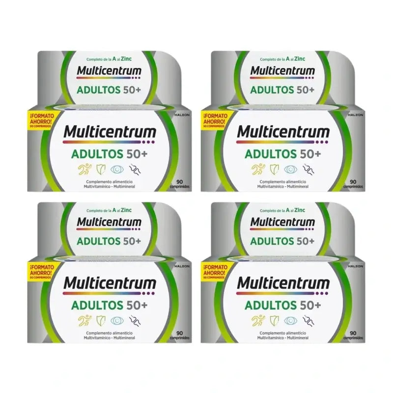 Multicentrum Adults 50+ Multivitamin Food Supplement For Adults 50+ Pack 4 x 90 Comprimés