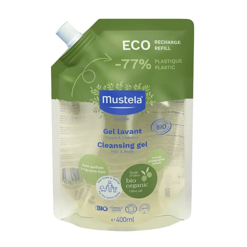 Gel shampoing bio Mustela, 400ml