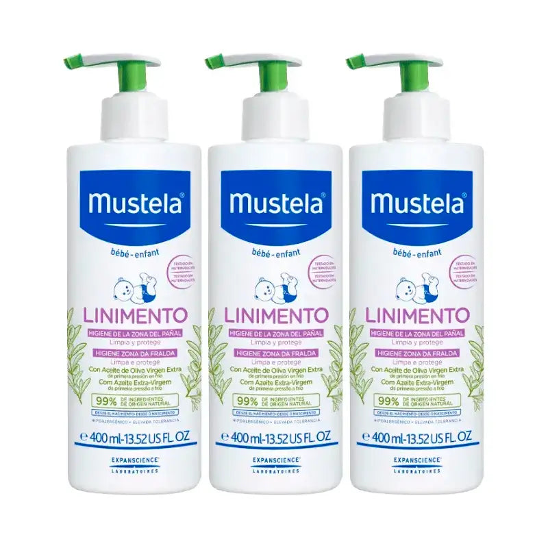 Liniment d'hygiène pour nourrissons Mustela, paquet de 3 x 400 ml