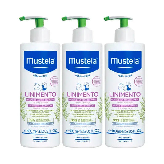 Liniment d'hygiène pour nourrissons Mustela, paquet de 3 x 400 ml