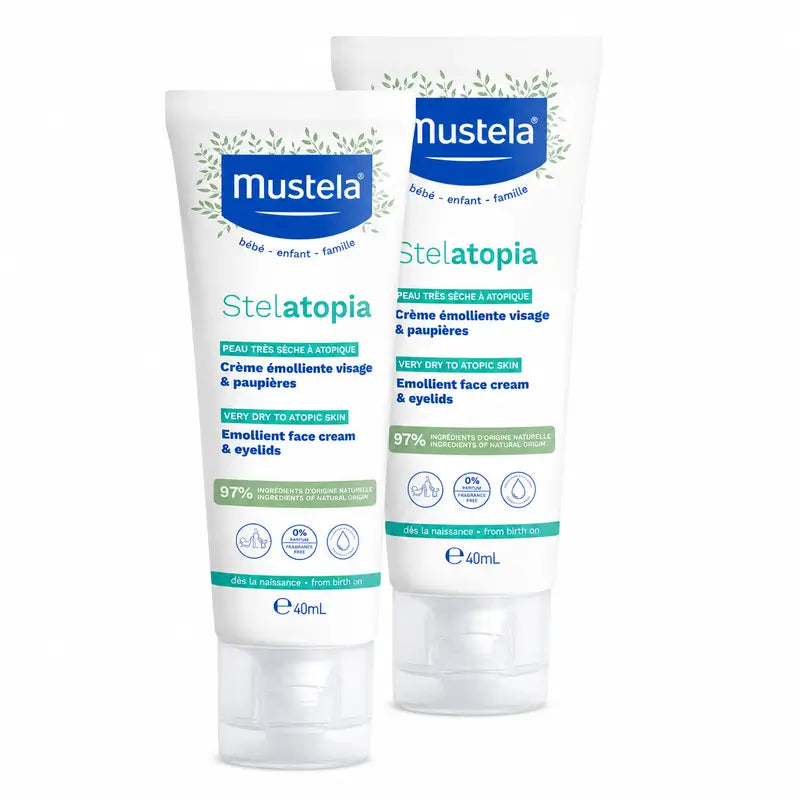 Mustela Stelatopia Crème émolliente pour le visage, paquet de 2 x 40 ml