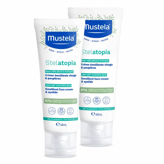 Mustela Stelatopia Crème émolliente pour le visage, paquet de 2 x 40 ml