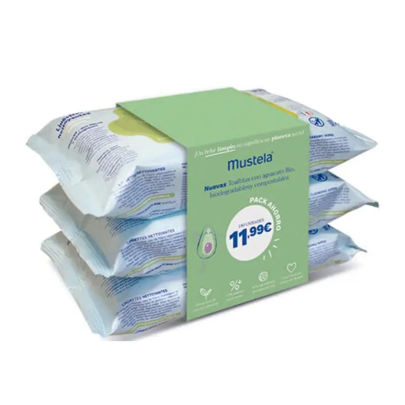 Mustela Cleansing Wipes, 3X60 units