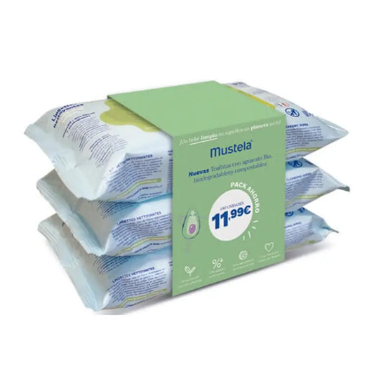Mustela Cleansing Wipes, 3X60 units