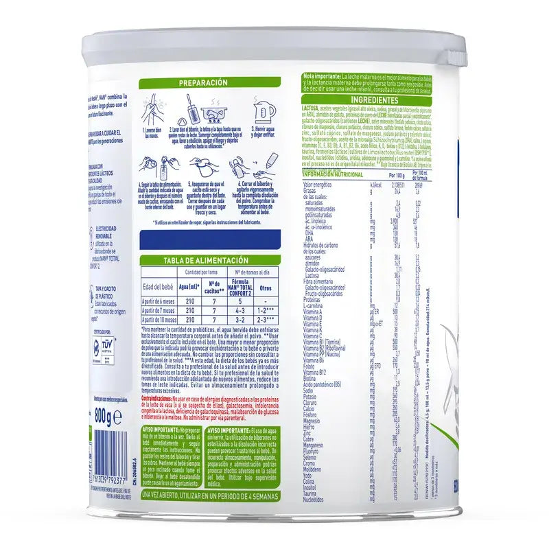 Lait infantile Nestlé Nan Total Comfort 2, 800g