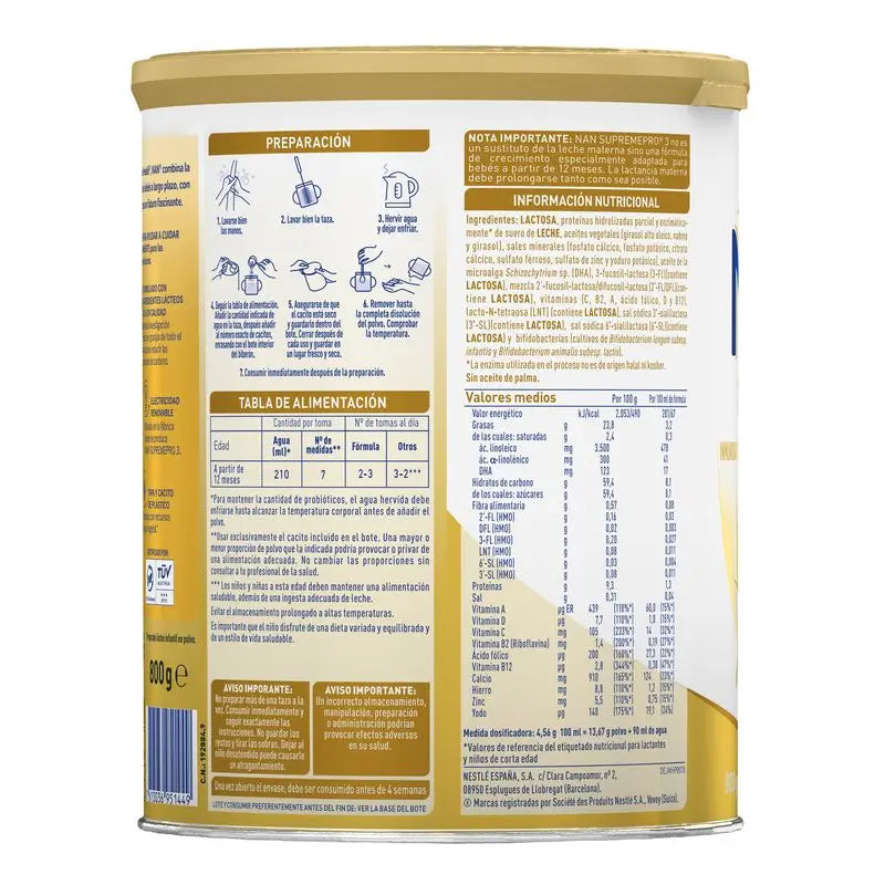 Lait de croissance Nestlé Nan Supreme Pro 3, 800g