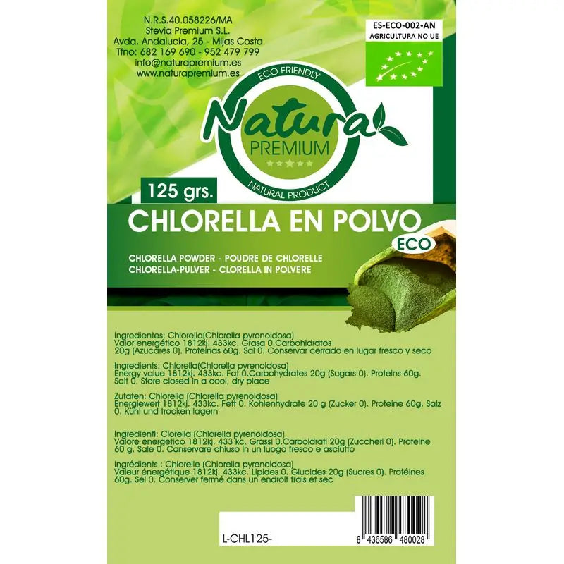 Natura Premium Chlorella en poudre Bio , 125 gr