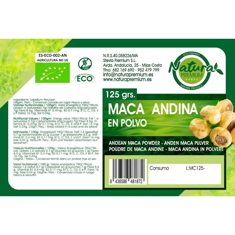 Natura Premium Maca en poudre Bio , 500 gr