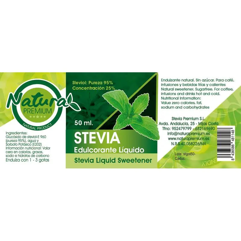 Natura Premium Extrait liquide de stévia, 50 ml