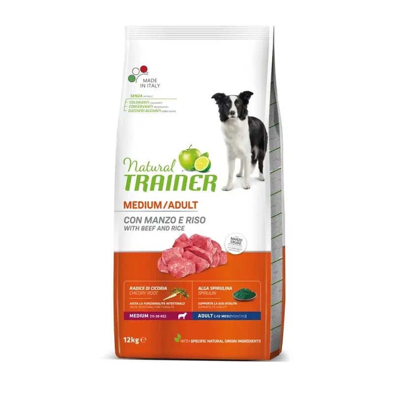 Natural Trainer Canine Adult Medium Beef 12Kg, nourriture pour chiens