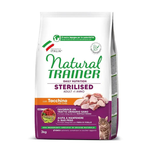 Natural Trainer Feline Adult Sterilised 3Kg, nourriture pour chats