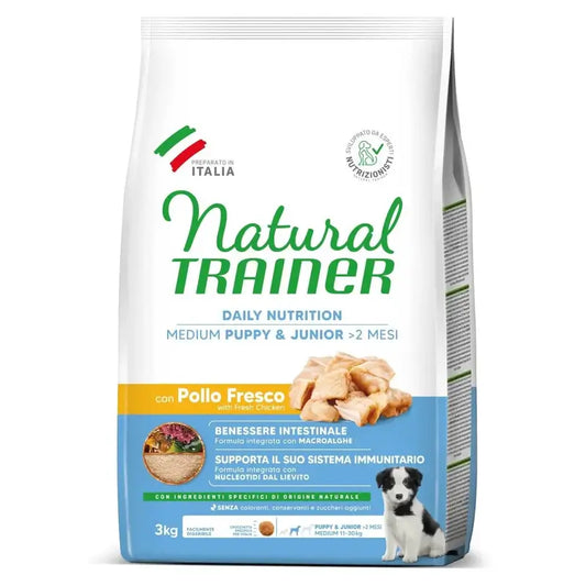 Natural Trainer Aliments pour chiens Nt Dog Med/Max Puppy&Jun au poulet, 3 kg