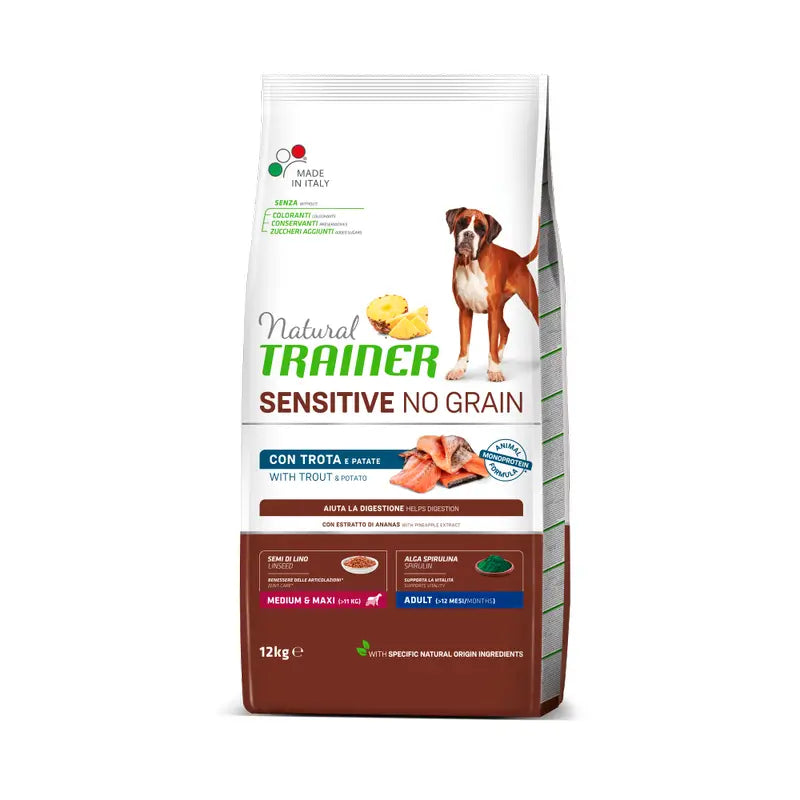 Natural Trainer - Croquettes pour chiens, Medium, au poulet, Superpremium, 12 kg