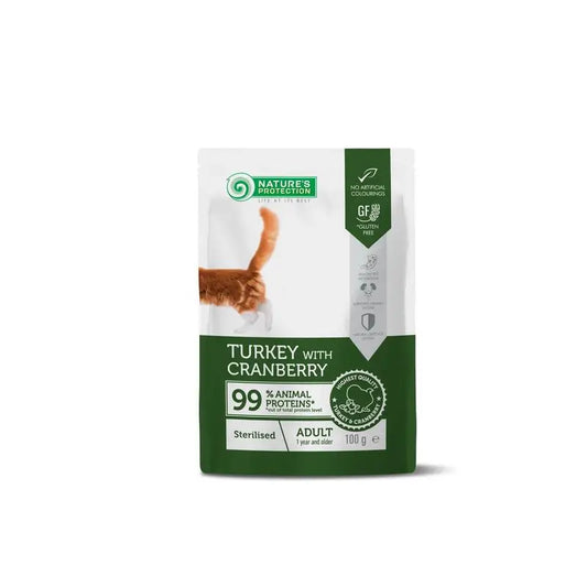 Natures P Sterilised Cat With Turkey & Cranberries Pouch 100Gr