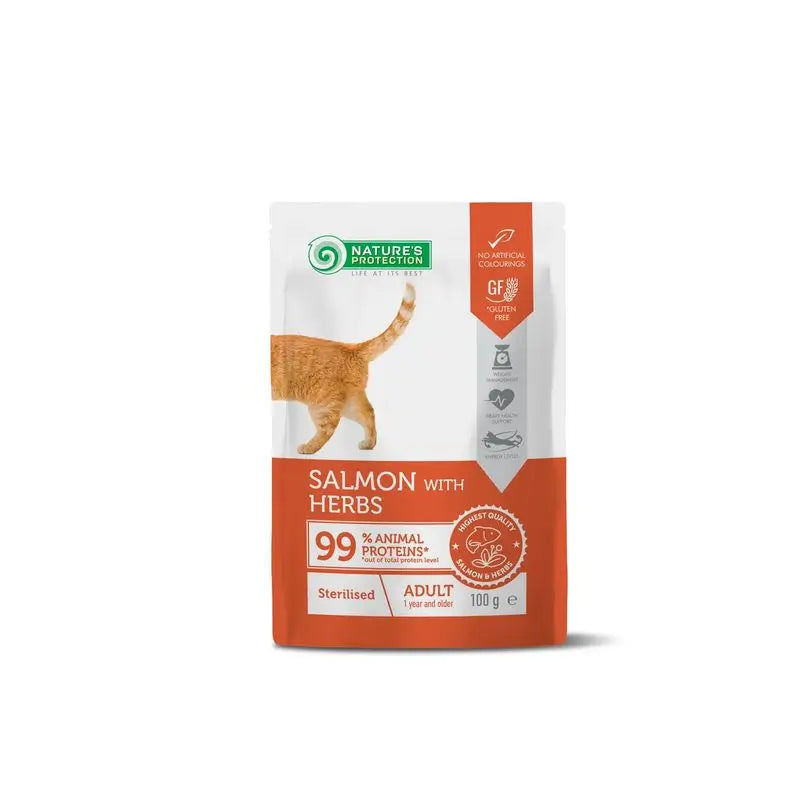 Natures P Cat Sterilised With Salmon And Herbs Pouch 100Gr