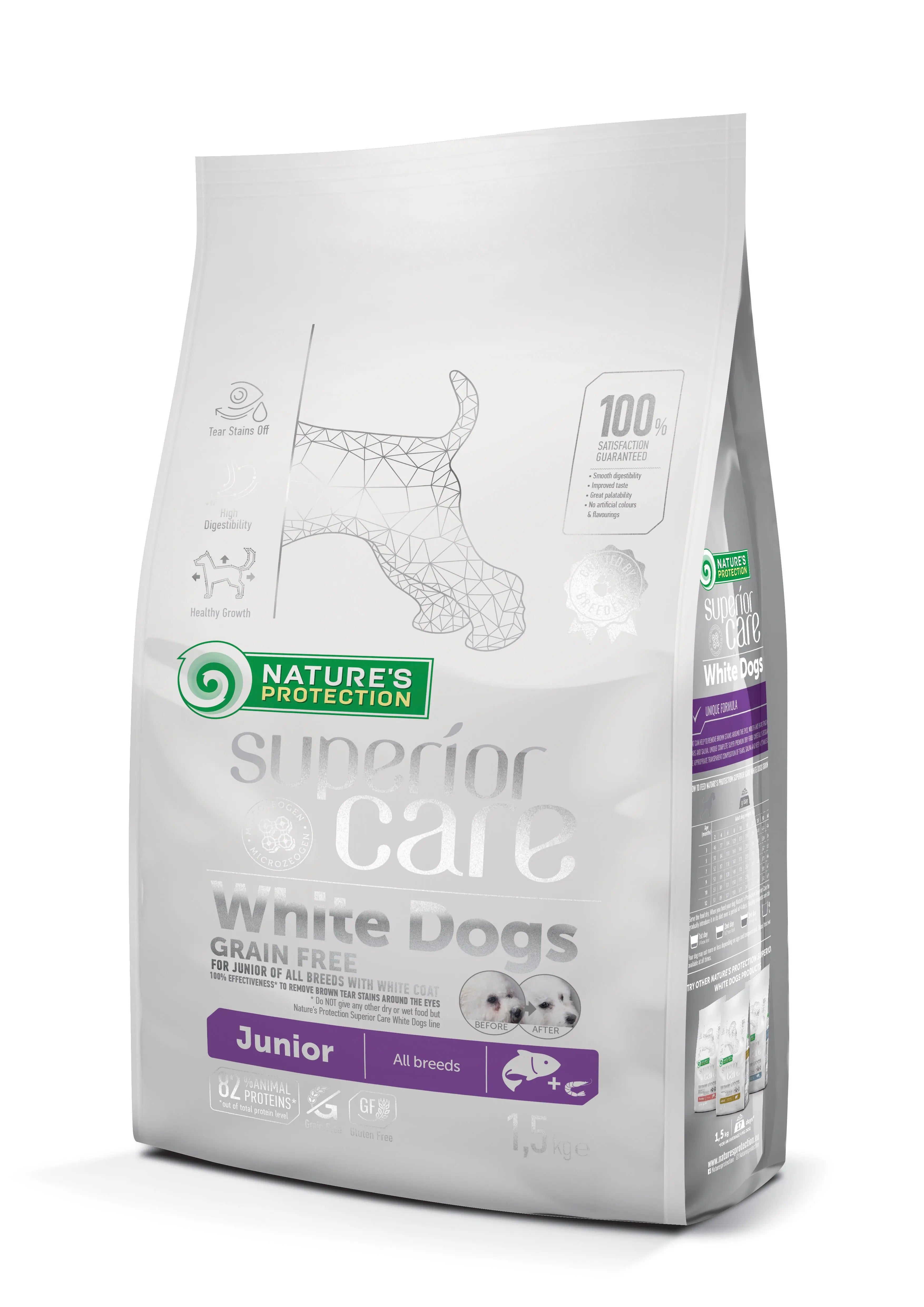 Natures Protection Superior Care White Dogs Grain Free Salmon Puppy Food 1,5Kg