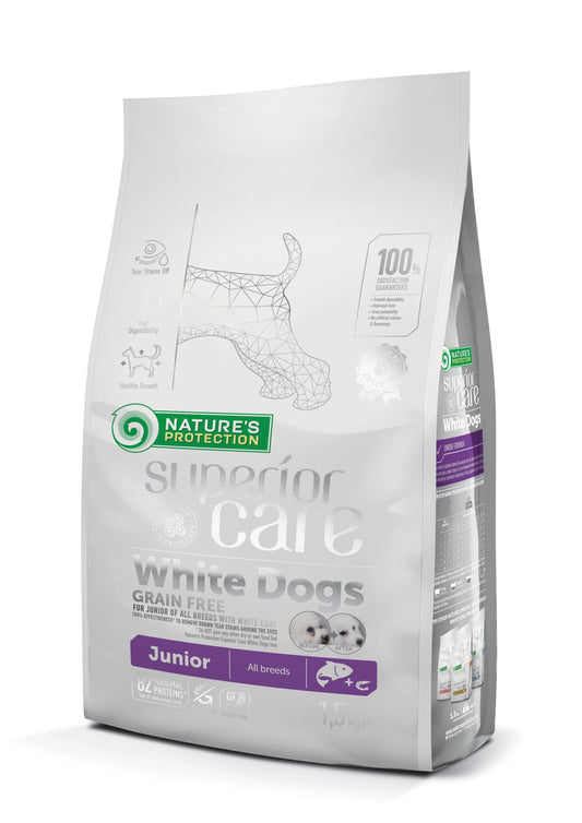 Natures Protection Superior Care White Dogs Grain Free Salmon Puppy Food 1,5Kg