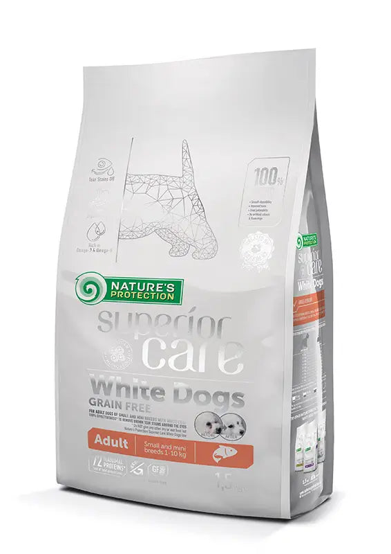 Natures Protection Superior Care White Dogs Grain Free Dog Food For Adult Small & Mini Salmon Dogs 1,5Kg