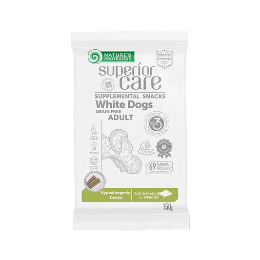 Natures Protection Superior Care White Dogs Snack For Dogs Hypoallergenic. White Fish Dental 110Gr