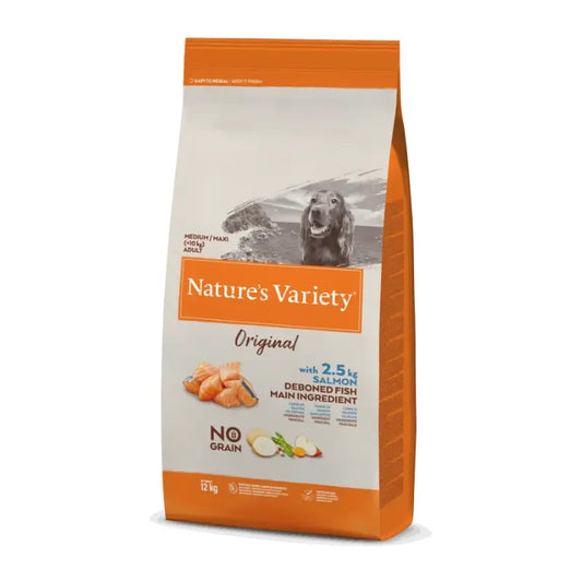 Nature's Variety Canine Adult Original Md/Mx Salmon 12Kg, nourriture pour chien