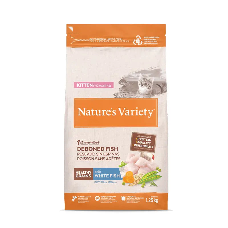 Nature'S Variety Healthy Grain Kitten : croquettes pour chatons au poisson blanc, 1,25 kg