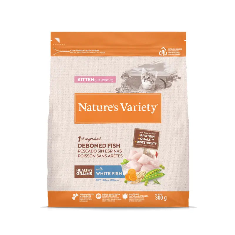 Nature'S Variety Healthy Grain Kitten : croquettes pour chatons au poisson blanc, 300 g