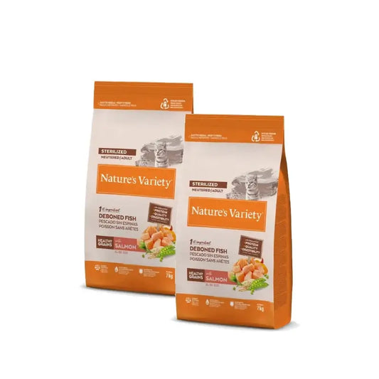 Nature'S Variety Original Feline Adult Stérilisé au saumon, lot de 2 x 7 kg, croquettes pour chats