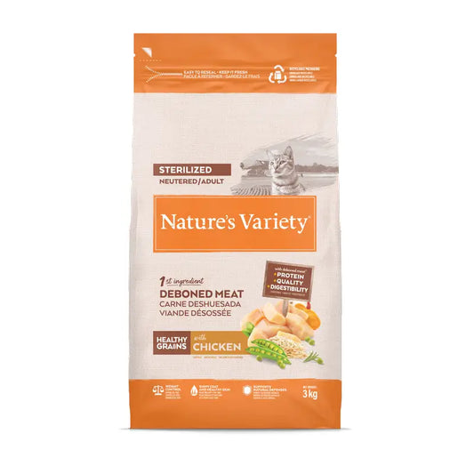 Nature'S Variety - Croquettes Healthy Grain pour chats stérilisés, au poulet, naturelles, 3 kg