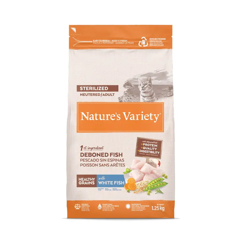 Nature'S Variety Croquettes pour chats, au poisson blanc, naturelles, 1,25 kg