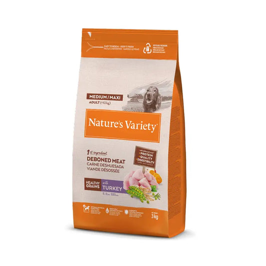 Nature'S Variety Croquettes pour chiens, Medium, à la dinde, naturelles, 3 kg