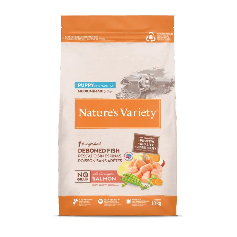 Nature'S Variety Croquettes pour chiens, Medium, au saumon de l'Atlantique, naturelles, 10 kg