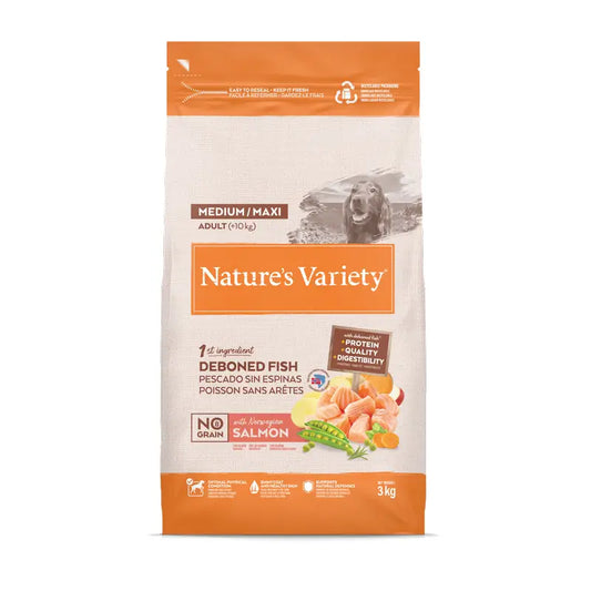 Nature'S Variety Croquettes pour chiens, Medium, au saumon, naturelles, 3 kg