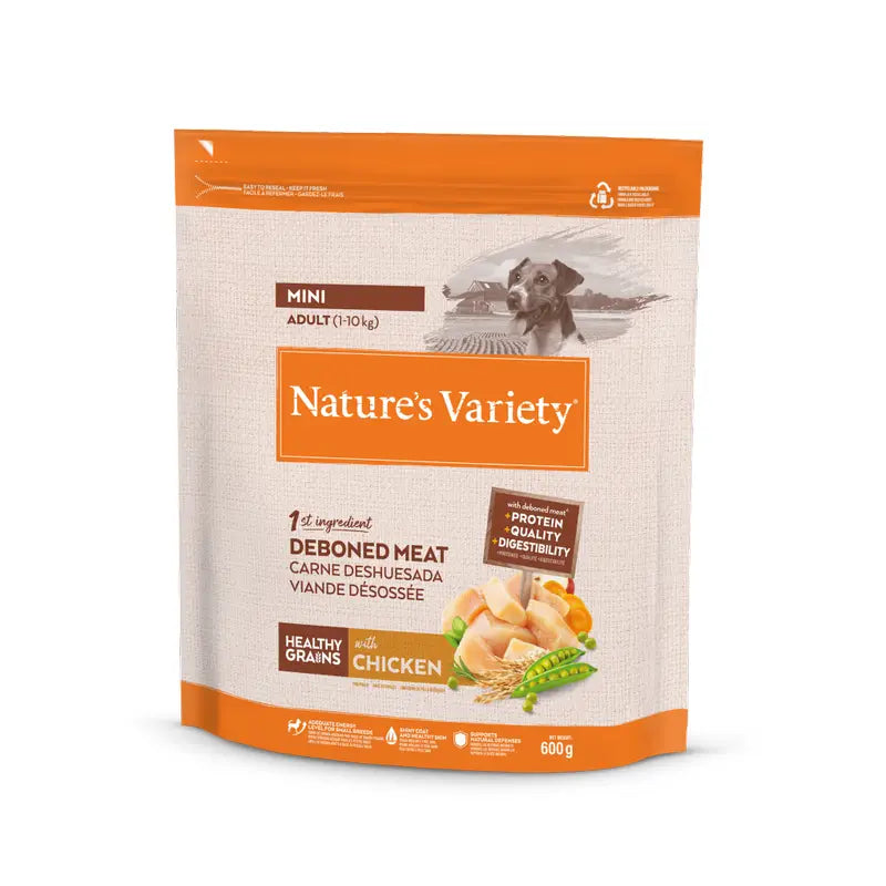 Nature'S Variety Croquettes pour chiens, Mini Adulte, au poulet, naturelles, 600 g