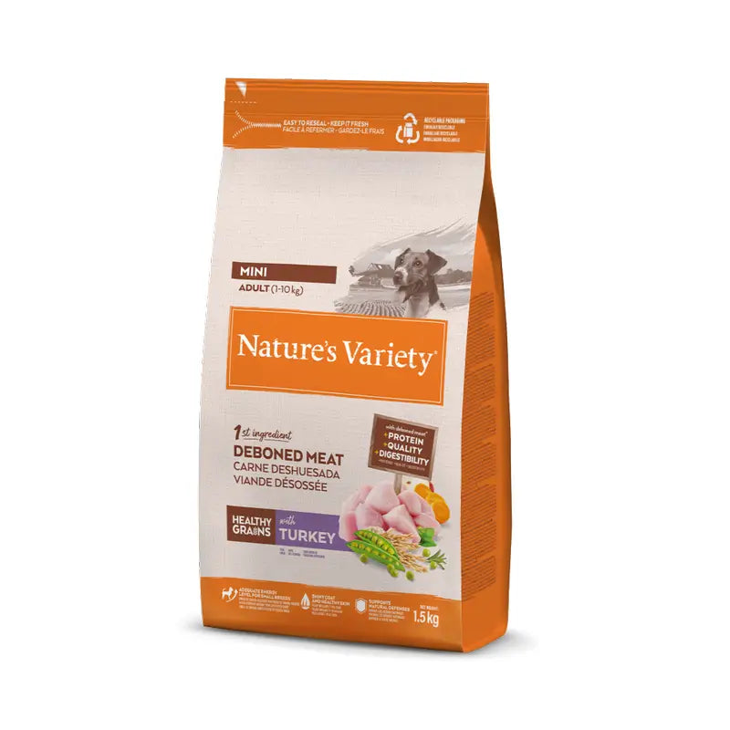 Nature'S Variety Croquettes pour chiens, Mini, à la dinde, naturelles, 1,5 kg