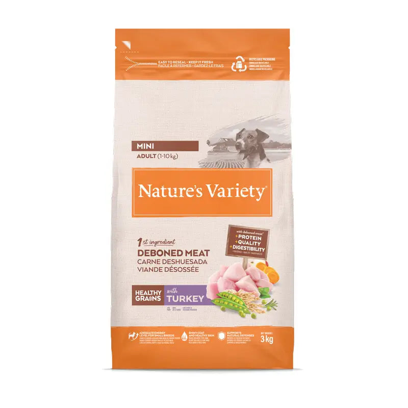 Nature'S Variety Croquettes pour chiens, Mini, à la dinde, naturelles, 3 kg