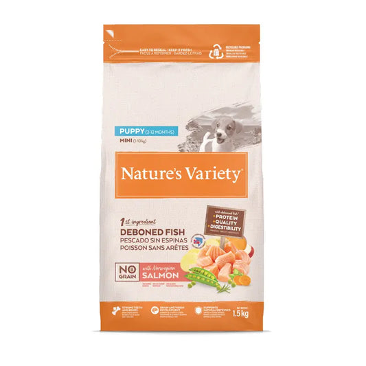 Nature'S Variety Croquettes pour chiens, Mini, au saumon de l'Atlantique, naturelles, 1,5 kg