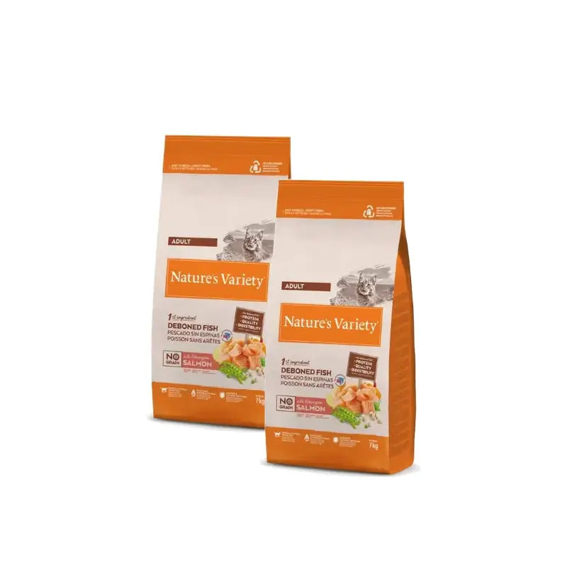 Nature's Variety Selected Feline Adult Saumon norvégien - Croquettes pour chats 7 kg, lot de 2