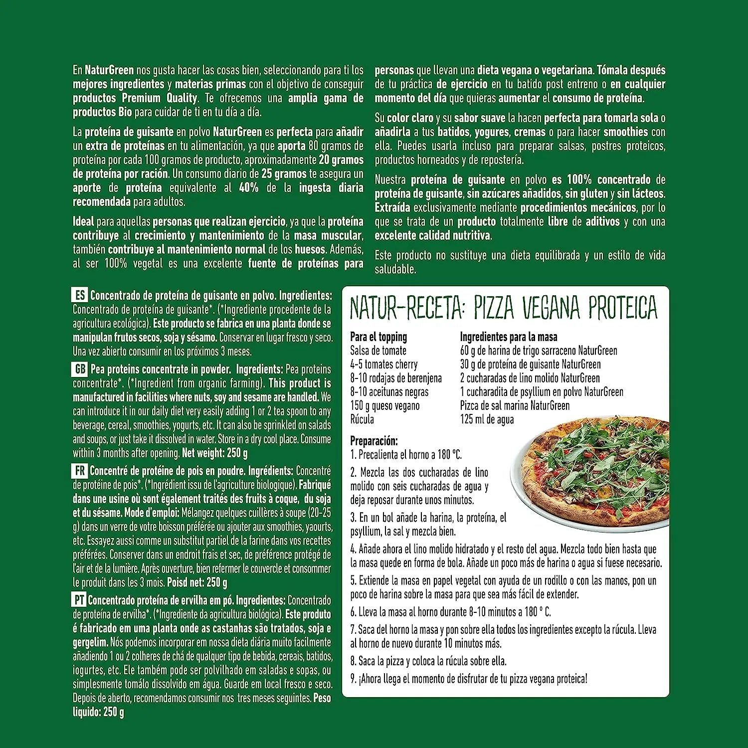 Naturgreen Pea Protein Bio, 250 g