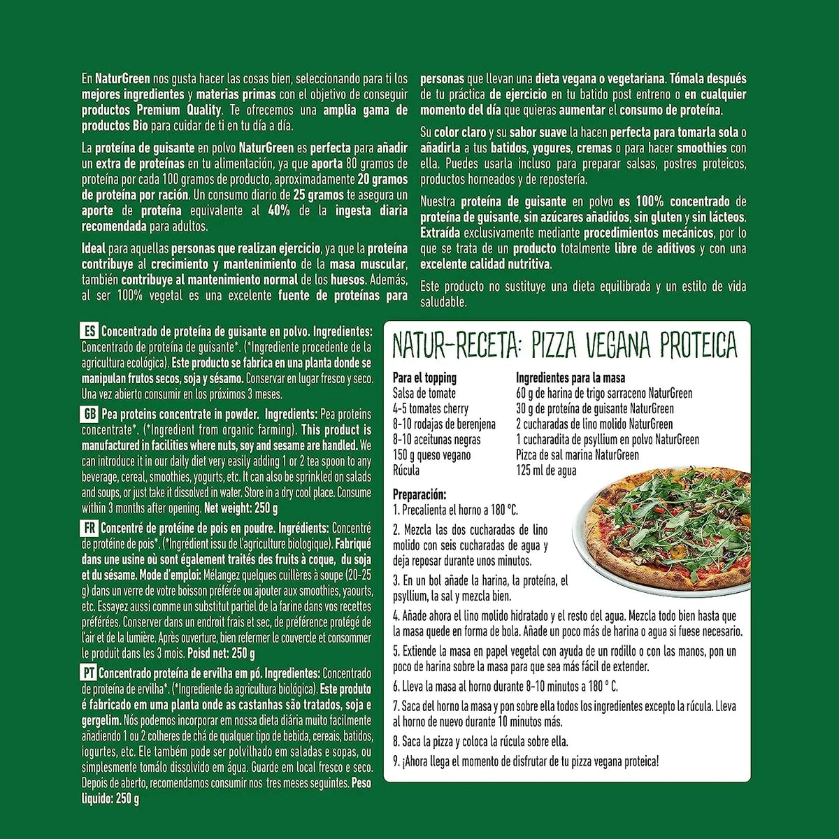 Naturgreen Pea Protein Bio, 250 g
