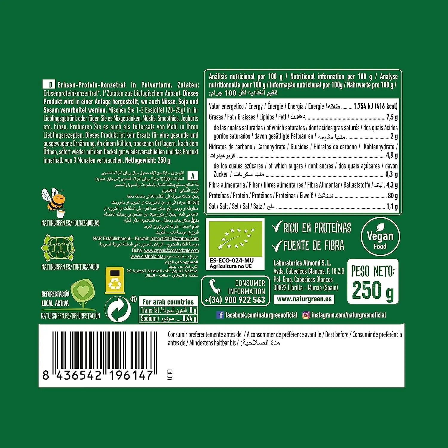 Naturgreen Pea Protein Bio, 250 g