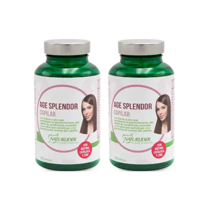 Naturlider Age Splendor Hair Splendor Avec Catalase Canalblock, Pack 2 x 135 Capsules