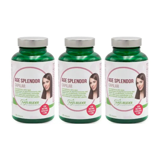 Naturlider Age Splendor Hair Splendor Avec Catalase Canalblock, Pack 3 x 135 Capsules