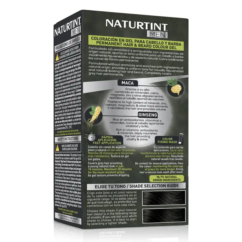 Naturtint Men Coloration permanente des cheveux et de la barbe pour hommes, sans ammoniaque 1N - Noir