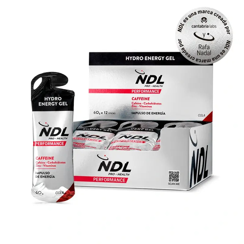 NDL Pro-Health Caffeinated Energy Gel Cola Flavour, Pack 12x60 grammes